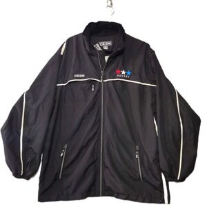Vintage CCM Hockey Windbreaker Jacket Mens XL Black Full Zip USA Canada Flag